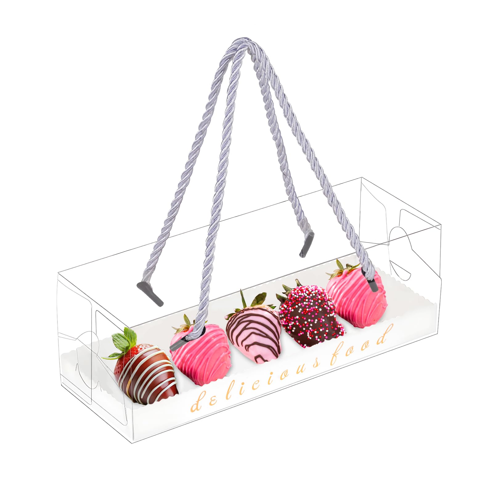 Photo 1 of 12Pcs Clear Roll Cake Boxes 7x2.5in Swiss Roll Cupcake Boxes with Handle