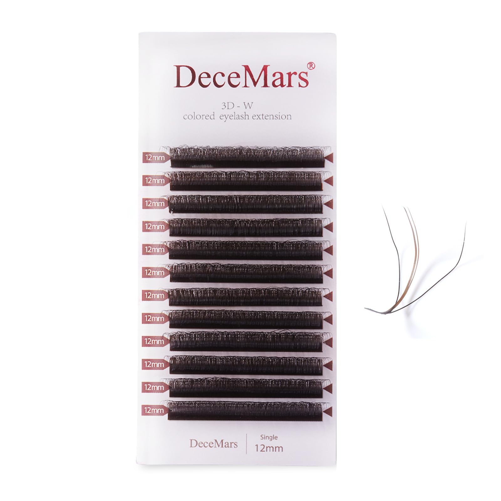 DeceMars 3D W 1440pcs Colored Eyelash Extensions Clusters 0.07mm D Curl 14mm 12 Rows Easy Fan Volume Individual False Eyelashes DIY Colorful Fluffy