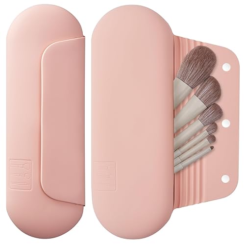 Miniatura 1 de Soporte de silicona para brochas de maquillaje, bolsa de cosméticos de viaje, suave y portátil con cierre magnético anticaídas, estuche grande para