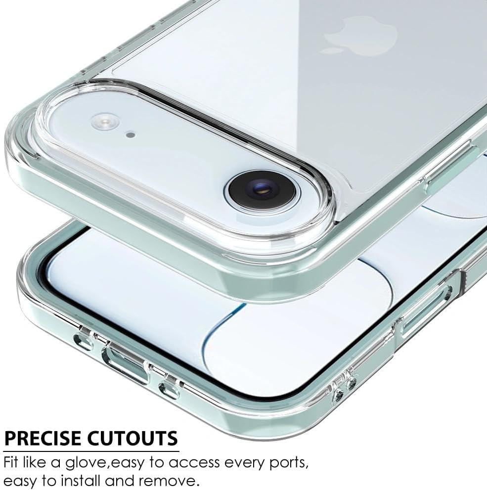 Puxicu Acrylic 2 in 1 for iPhone 17 Air Case, Anti-Yellowing, Military-Grade Protection, Drop Shockproof Slim Phone Cover for iPhone 17 Air 6.5", Clear+Baby Blue - Image 5