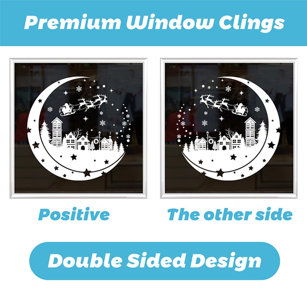 256 Decorazioni Natalizie Autoadesive Per Finestre – 9 Fogli 30x20 Cm, Static PVC, Tema Natale Con Babbo Natale E Renne, Riutilizzabili - 4
