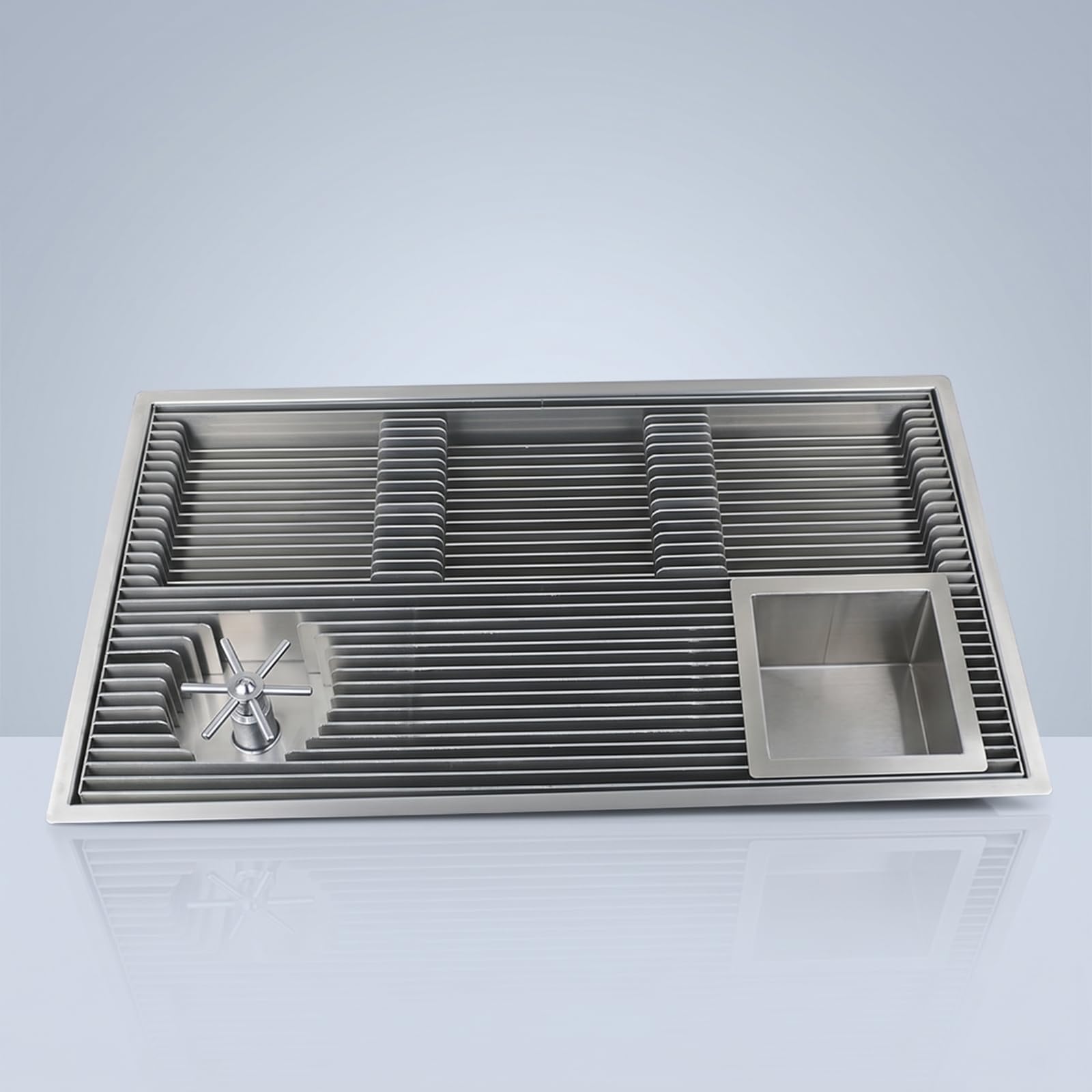 Stazione per Infusione Caffè con Vassoio Scolatoio in Acciaio Inox 304 E Risciacquo Tazze Integrato da 120 Mm Adatta per Utilizzo in Bar E Negozi di Caffè, Nero