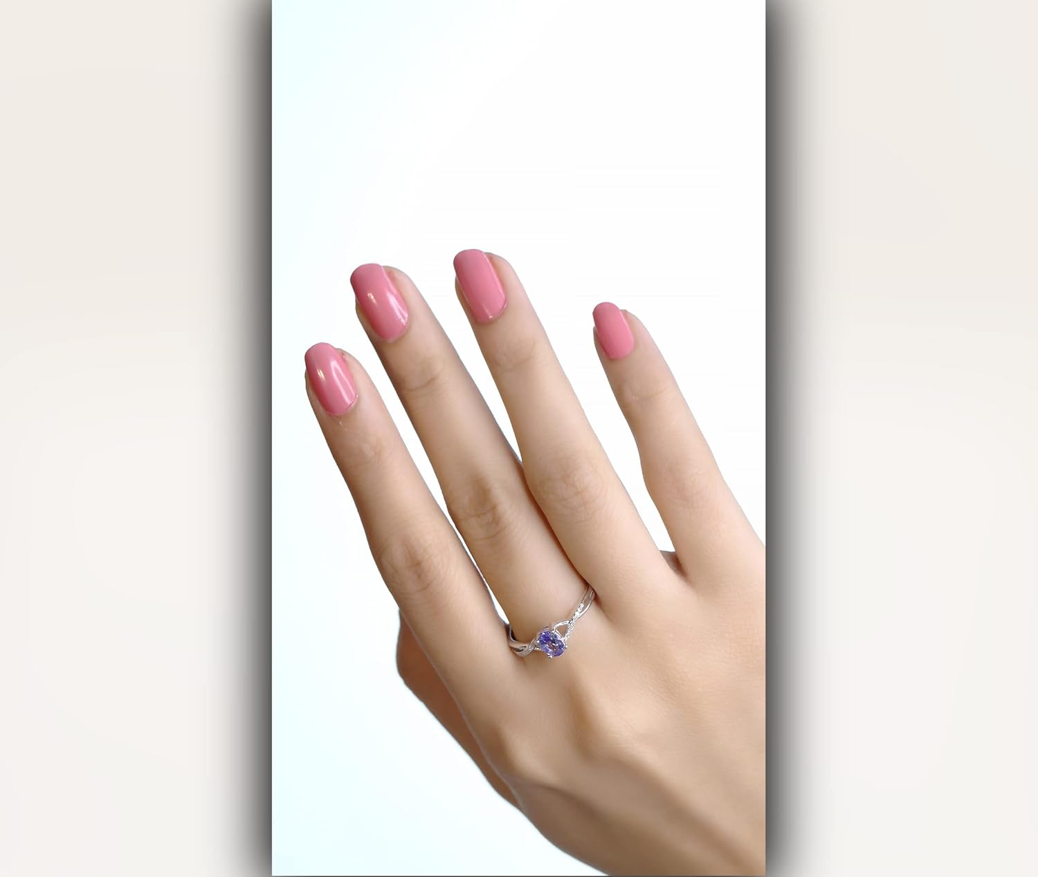 Dazzlingrock Collection 18K 6X4 MM Gemstone & White Diamond Bridal Swirl Engagement Promise Ring, White Gold
