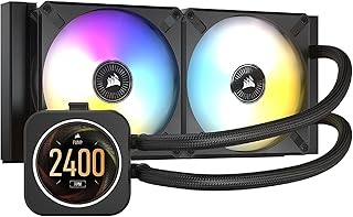 Corsair iCUE H100i Elite LCD Display Liquid CPU Cooler (CW-9060061-WW) Custom IPS LCD Screen-Commander CORE Smart Lighting Controller - Black (Renewed)
