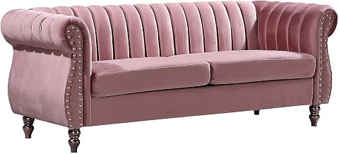 Venta-Unica - Sofá Chesterfield de 3 plazas de Terciopelo Rojo Viejo Trumbo