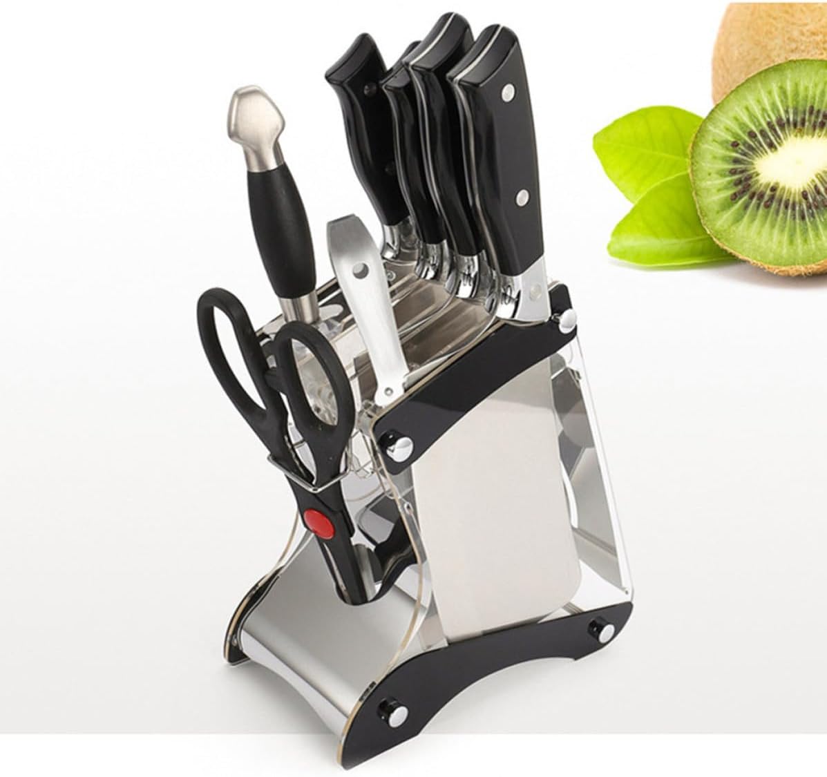 Acrylic Knife Block Tilt Holder with Multi Slots Stainless Steel