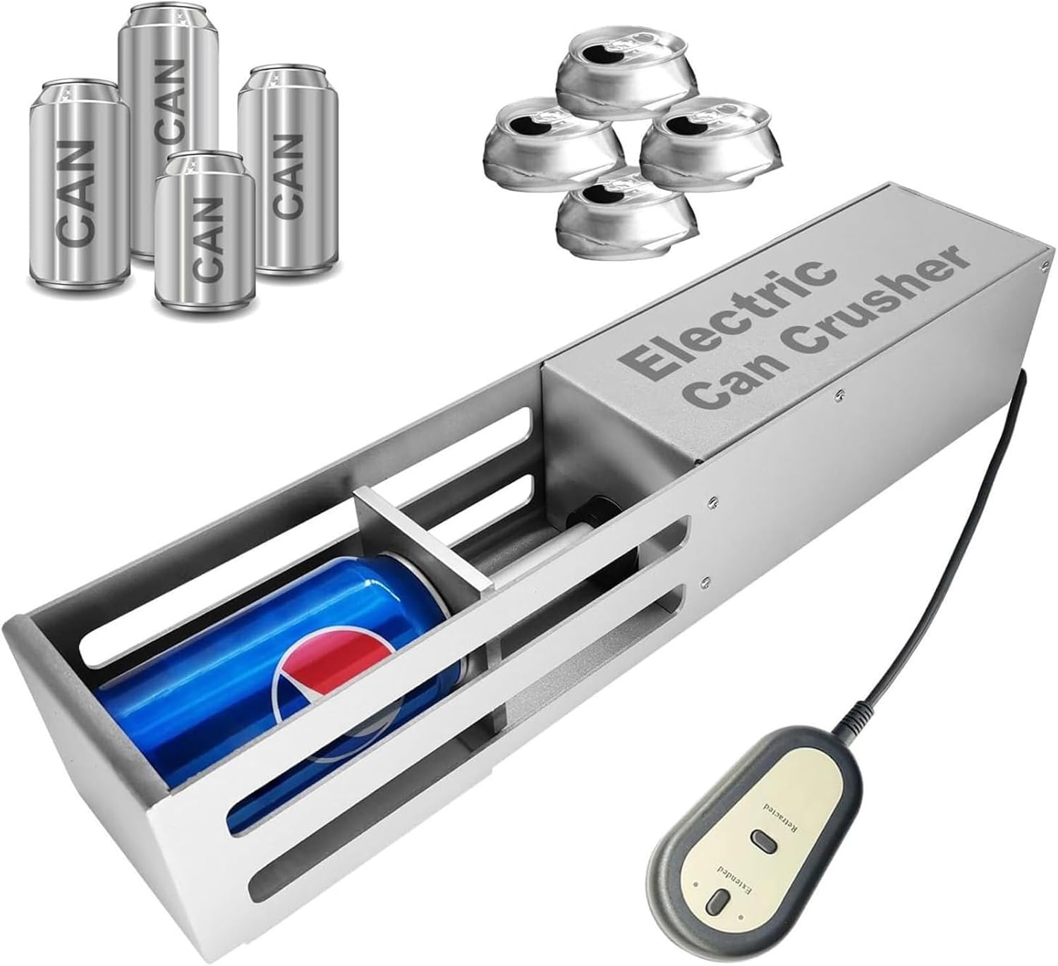 Wall Mounted Can Smasher, Aluminium Metal Cans Crusher, Electric Heavy Duty Crusher for Recycling Aluminum Seltzer, Soda, Cola, Beer Cans