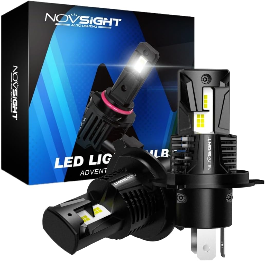 NOVSIGHT H4 LED Headlight Bulbs - 1:1 Mini Design 80W 18000LM 6500K H4/9003 Headlight Bulbs, Plug and Play, Replacement Halogen and Xenon H4 Bulbs, IP68 Waterproof, Pack of 2