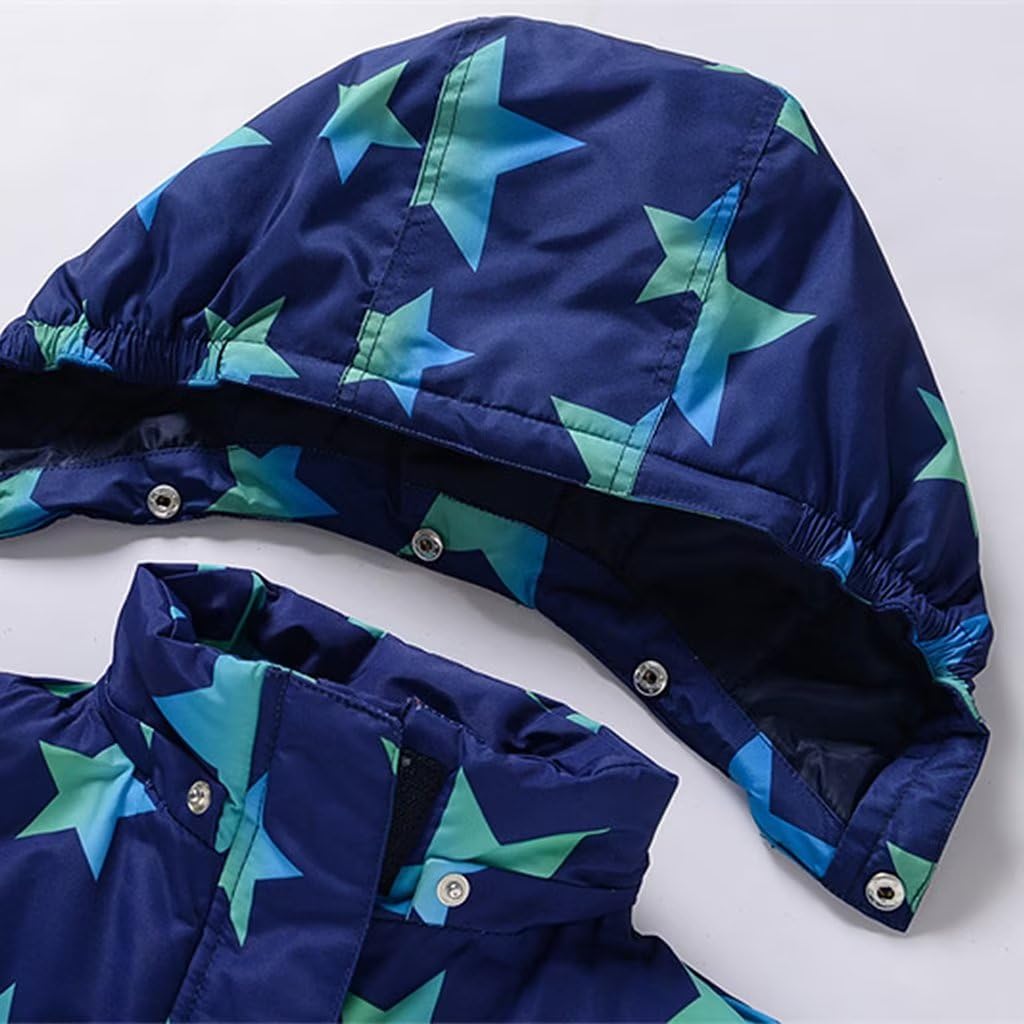 linboo Unisex Niños Traje de Nieve de una pieza/Mono de Esquí con Capucha Impermeable Mono de Nieve Grueso Cálido Exterior Trajes de Esquí Snowboard para Niños Niñas