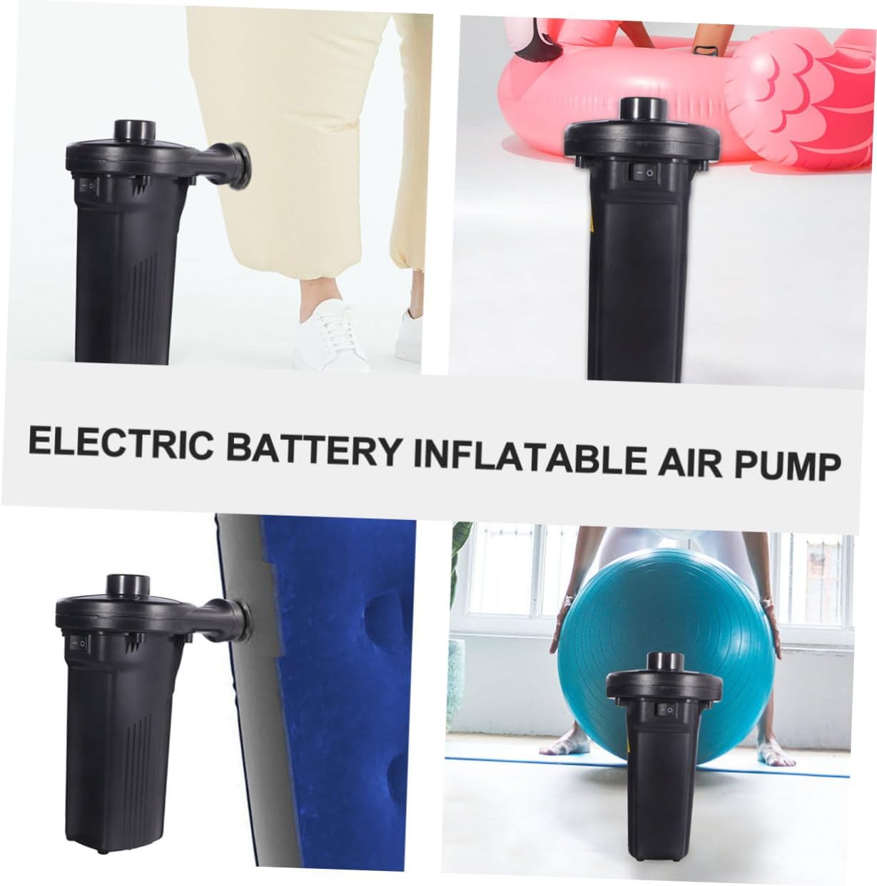ABOOFAN Rechargeable Electric Air Pump with Lithium Battery Portable Inflatable Pump for Quick Inflate Deflate of Kayaks Air Beds and Sports Equipment US Plug Compatible Black