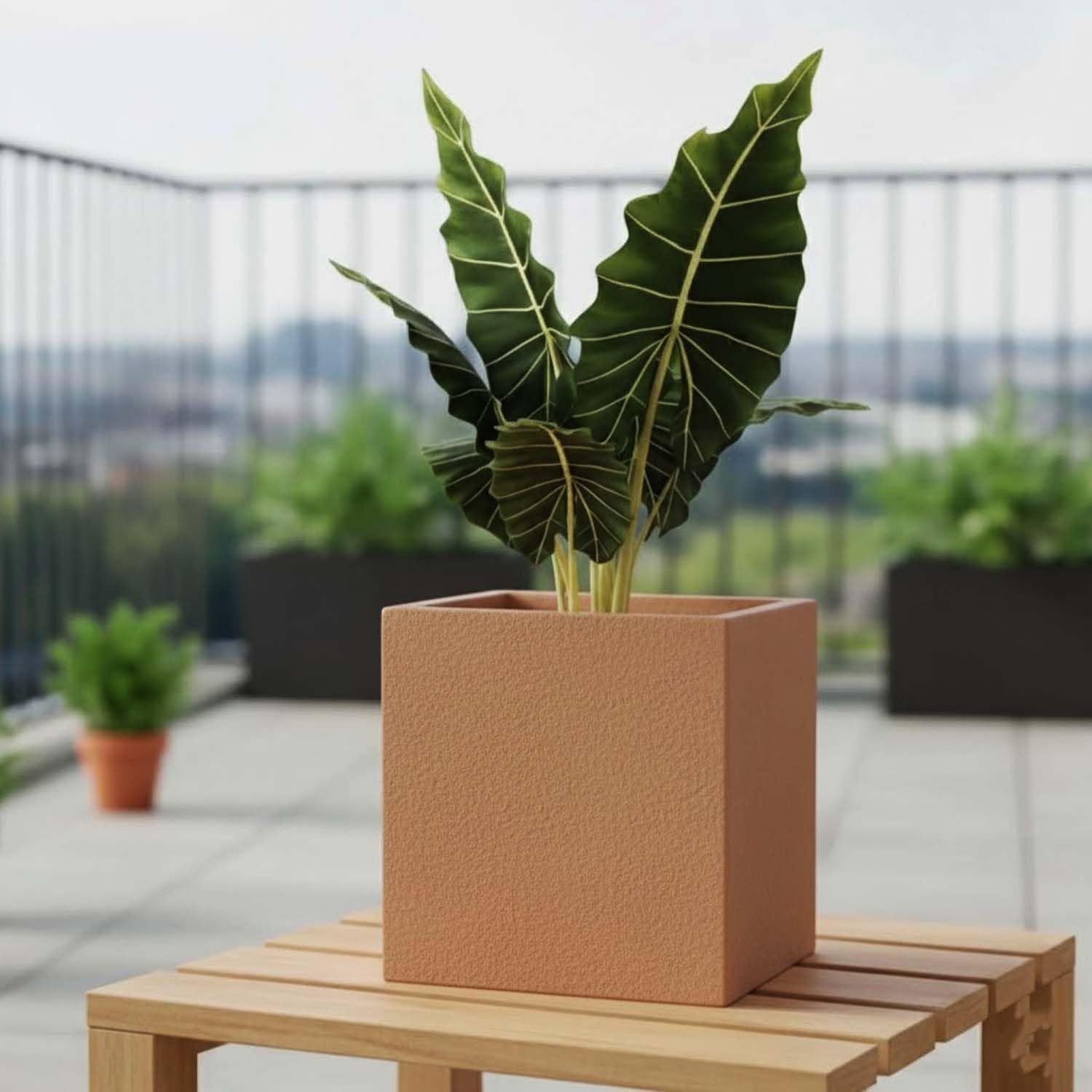 Go Hooked 12 Inch Cube Planter - Durable Outdoor Flower Pot -8