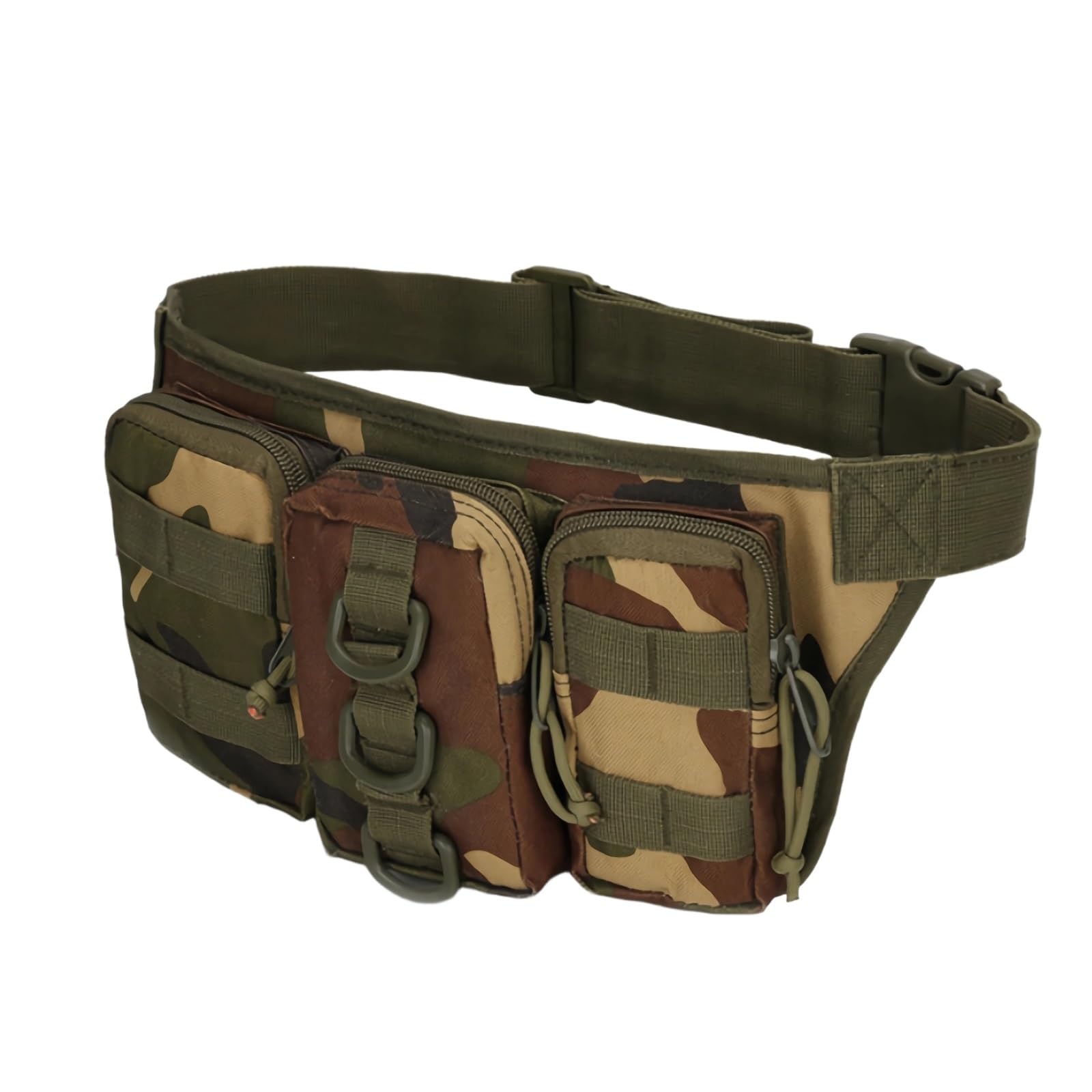 Tactical Waist Pack with MOLLE Pouches Camouflage Bum Bag Webbing Belt Pouch Army Military Airsoft Utility EDC Bumbag(Jungle)