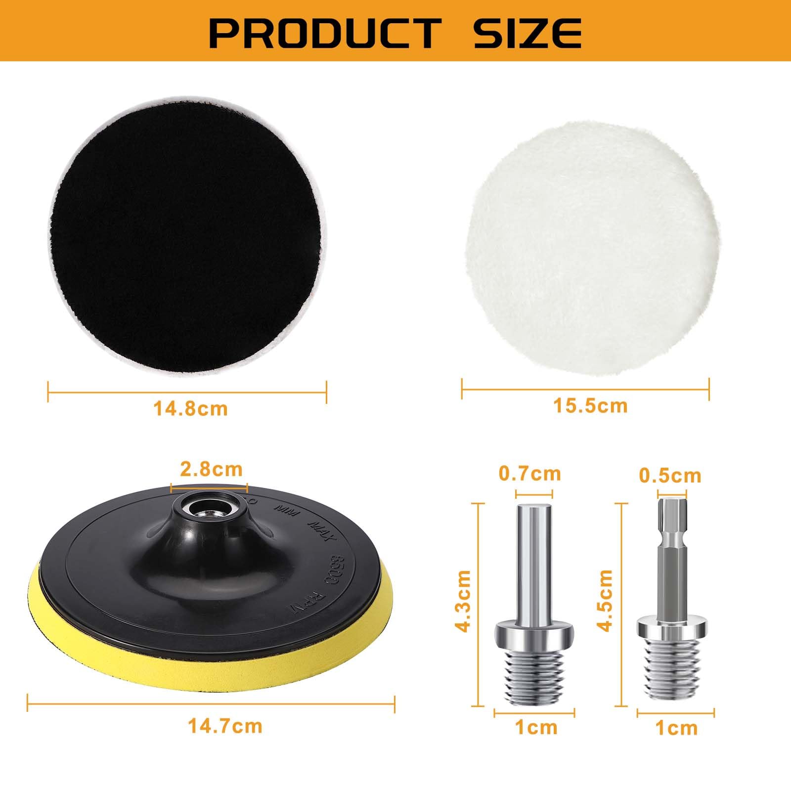 Kisvic 6er Set Wollpolierscheiben 125 Mm – Klett, Mit Adaptern Für Bohrmaschine & Winkelschleifer – Für Lack, Metall, Glas