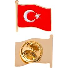 Desert Cactus Turkey Metal Lapel Pin Enamel Finish Waving Flag Lapel Pin