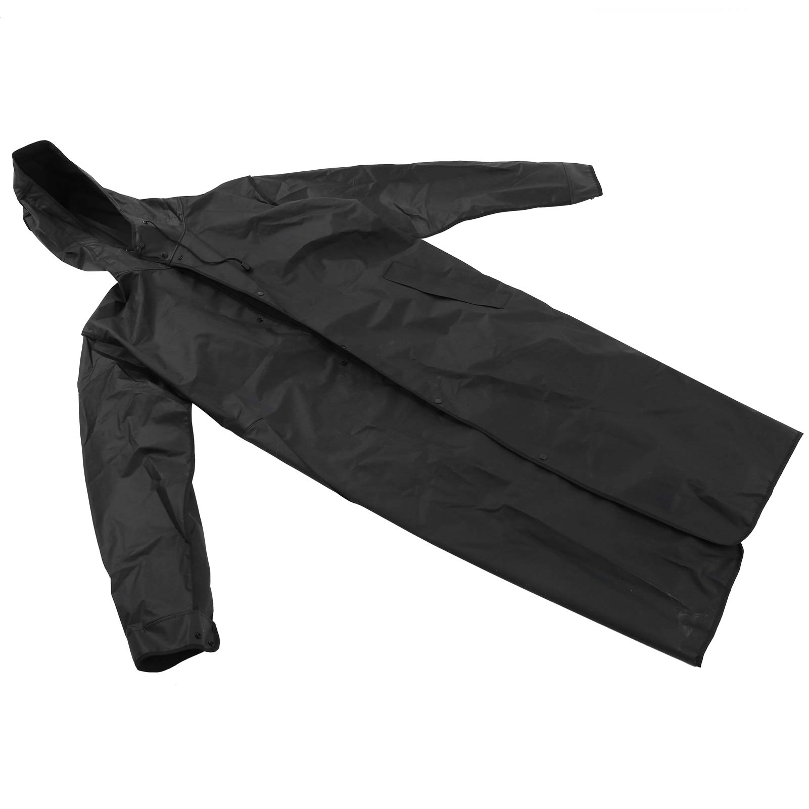 lyrlody Imperméable Long Réutilisable, Poncho de Pluie avec Capuche Manches Longues Vêtement Imperméable pour Adultes Vêtement de Pluie Veste de Pluie Longue à Capuche pour Hommes Femmes Noir(L)