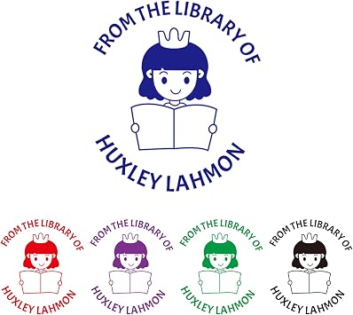 Book Stamp,Personalized Book Stamp for Library,Up to 6 Designs with 5 Ink Colors Boys Girls Book Stamps
