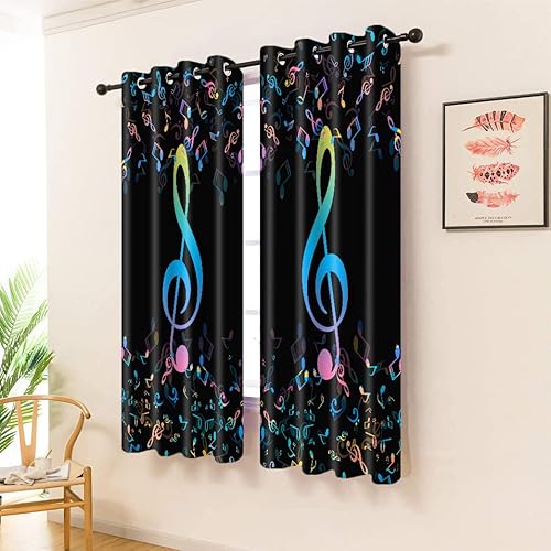 Miniatura 3 de CLXPAH365 - Cortinas opacas con música, nota musical, canción de rock hippie, melodía, ritmo, cortinas abstractas para dormitorio, sala de estar,