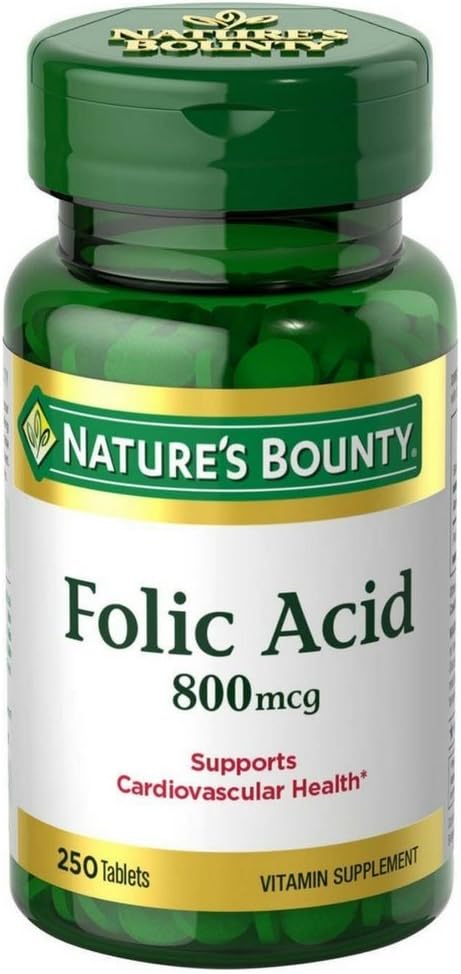 Nature's Bounty Folic Acid 800 mcg Tablets Maximum Strength 250 ea