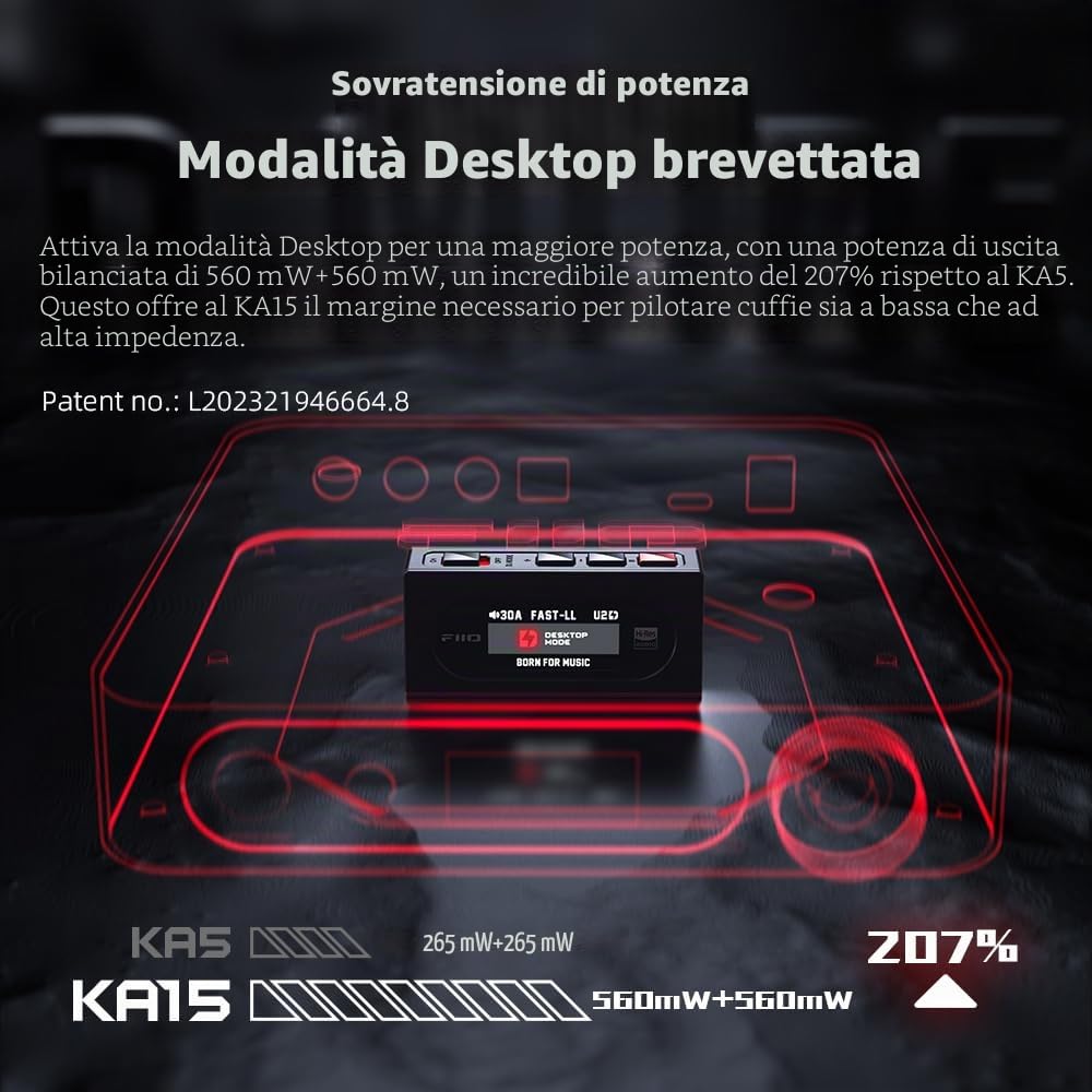 FIIO KA15 DAC portatile e amplificatore per cuffie (nero)