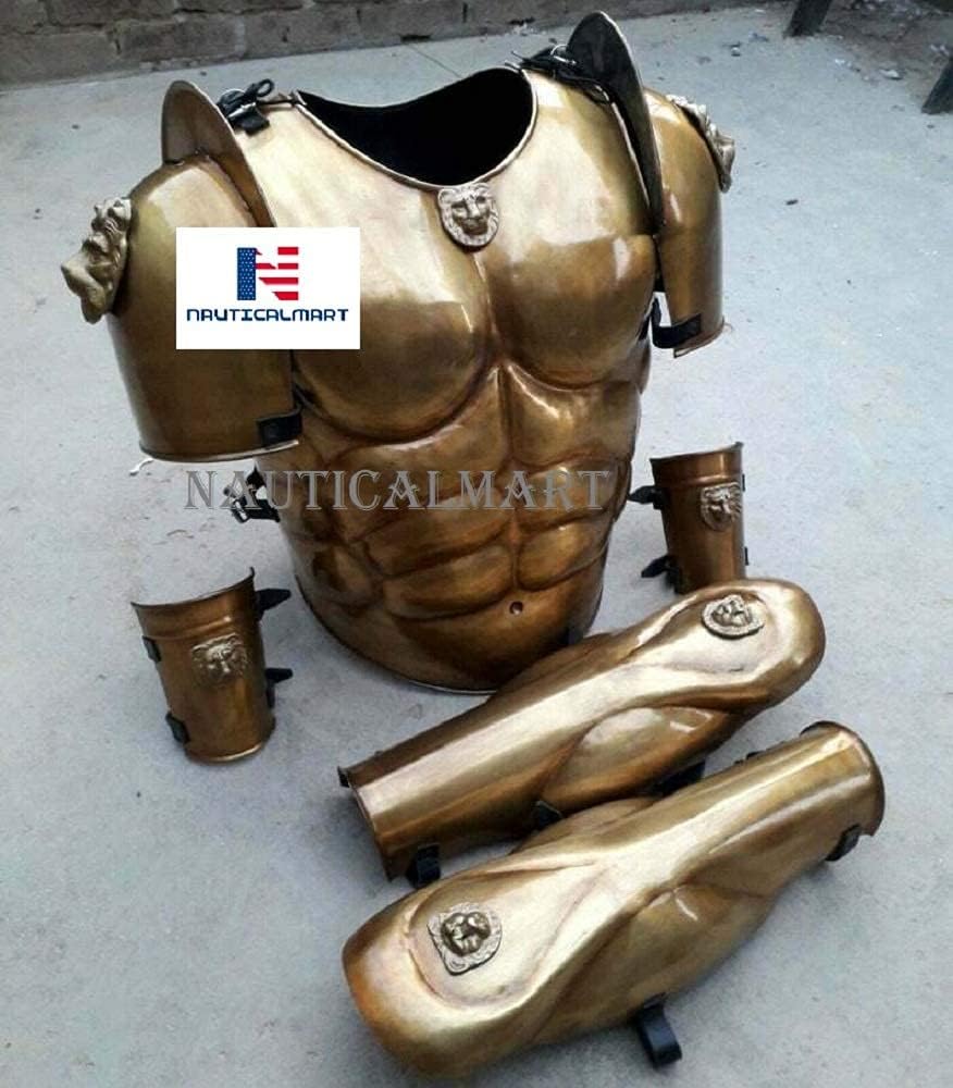 Nautical-Mart Medieval Muscle Armor Shoulder Guard Complete Roman Set With Arm & Leg Armour Suit Battle Ready Halloween Costume