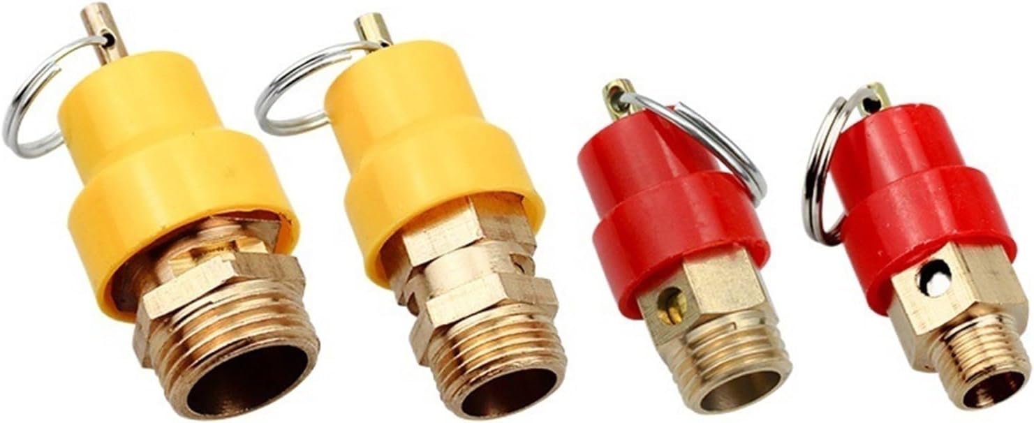 Air Compressor Safety Valve Riding Limiting Automatic Pull Ring Exhaust Relief 8Kg2 Points 1/4 1Pcs(Yellowcap3points8kg)