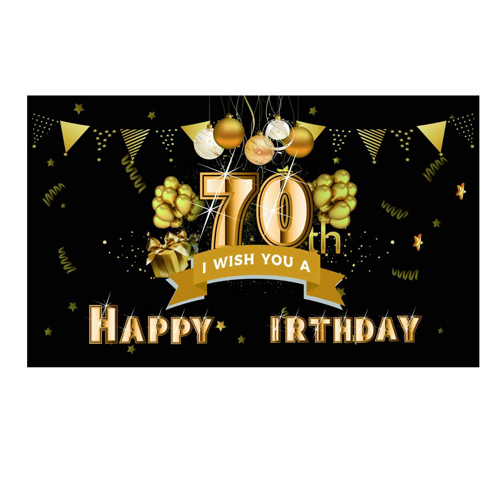 Round Black Backdrop Guitar Happy 70th Birthday Party Photo