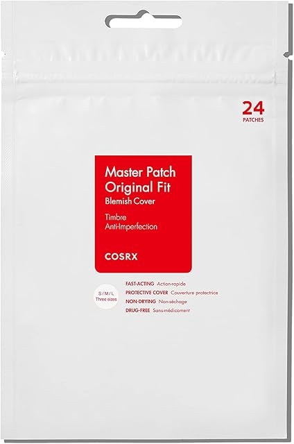 COSRX Master Patch Original Fit (24 counts) Absorbing Pimple Patches, Hydrocolloid Spot Treatment, Blemish Cover, Acne Spot Stickers, 3 Sizes