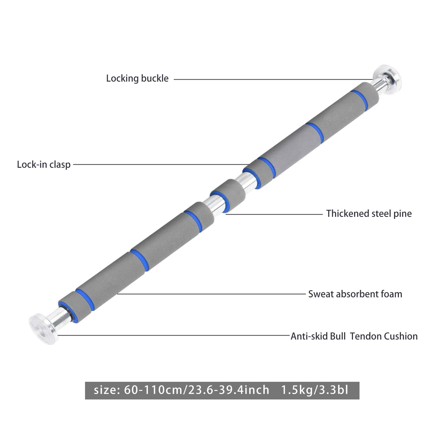 Raoccuy Pull Up Bar Chin up Bar Doorway Exercise Bar Upper Body Workout Bar - Home Gym Exercise Fitness with 28.5'' - 37.5'' Adjustable Width