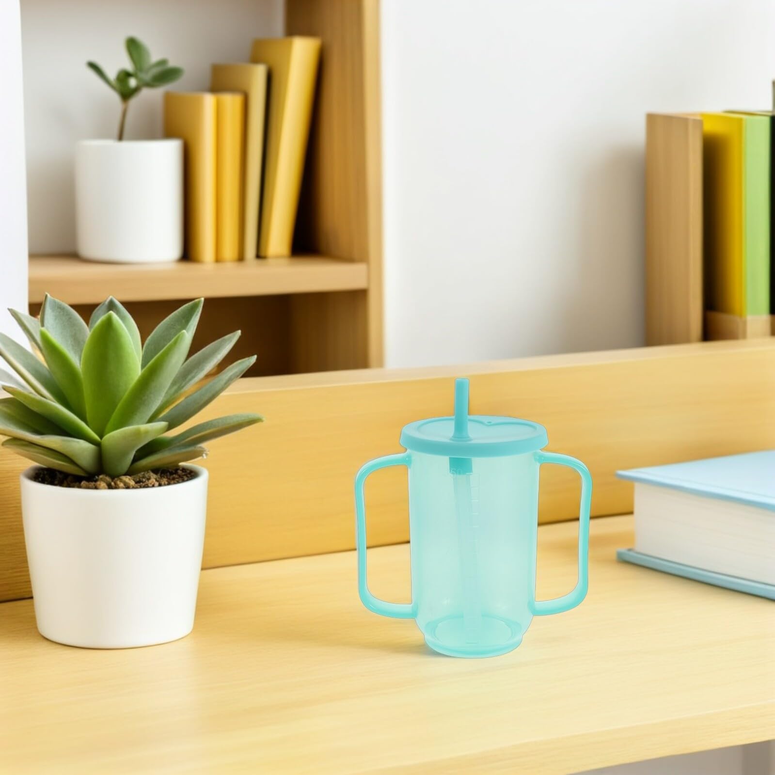 Vasos Vasos para Alimentos Líquidos con Pajita Cuenco de Alimentación Apto para Personas con Temblores para Personas Mayores Pacientes