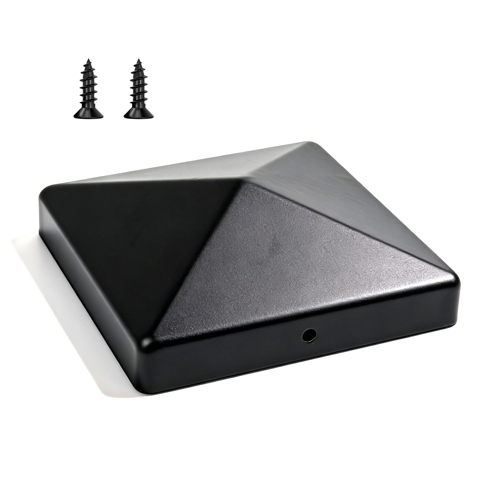Bazeiona 4x4 Post Caps, Black Zinc Steel, for Wooden Posts Pillar Railing, with M35x10mm Screws, Prevents Wood Rot, Extends Fence Service Life (Black-1 PCS)