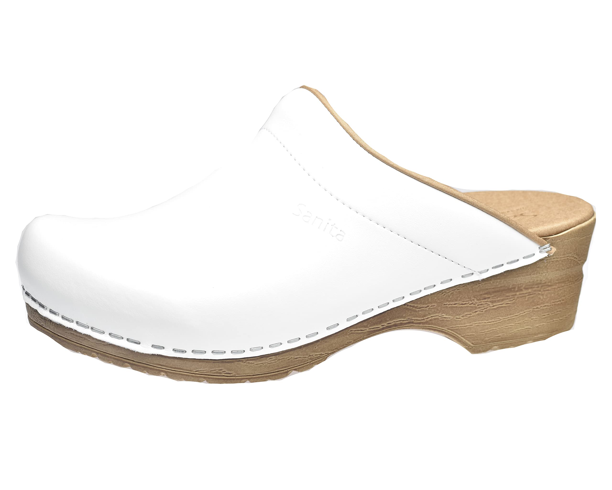 Sanita | Sandra offener Clog | Original handgemacht | Flexible Leder-Clogs für Damen | Anatomisch geformtes Fußbett mit weichem Schaum