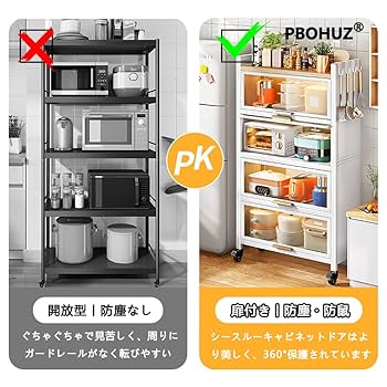 Amazon｜PBOHUZ 食器棚 スリム 食器棚 独り暮らし用 白 5段 食器
