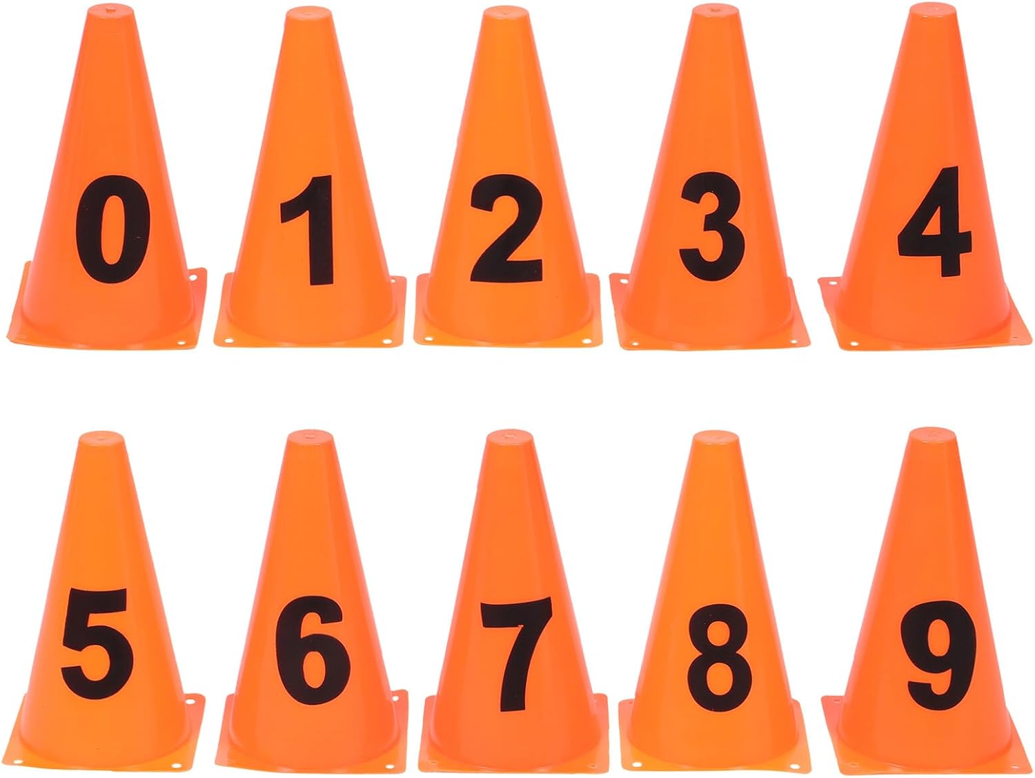 Happyyami Numbered Sports Cones Football Training Markers 10pcs Set Orange Plastic Soccer Cones 23cm for Drills and Field Marking