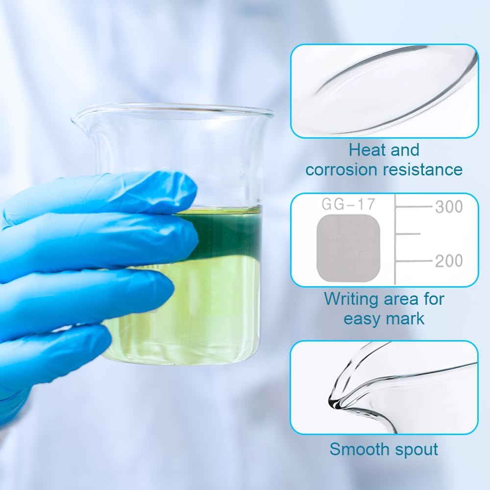 1pcs 100/25/250ml/150ml/200ml G3.3 Borosilicate Glass Low Form Beaker Chemistry Lab Heavy Wall Heat-resist Scaled Measuring Cup (5000ml-CHINA)