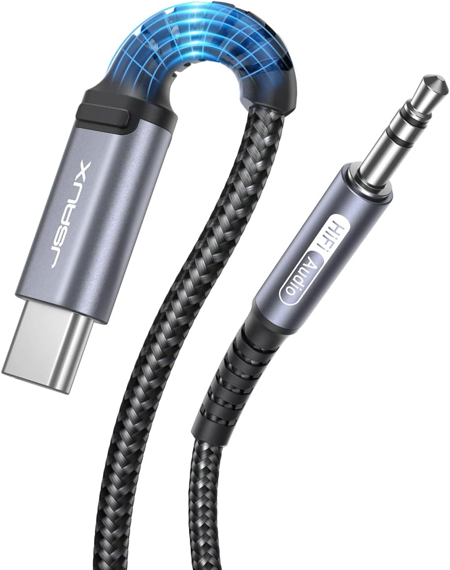 JSAUX USB C to 3.5mm Audio Aux Jack Cable[6.6ft], USB Type C to 3.5mm Headphone Stereo Cord Car Compatible with iPad Pro 2018 Google Pixel 2 3 XL, Samsung Galaxy S21 S20 Ultra Note 20 10 Plus-Grey