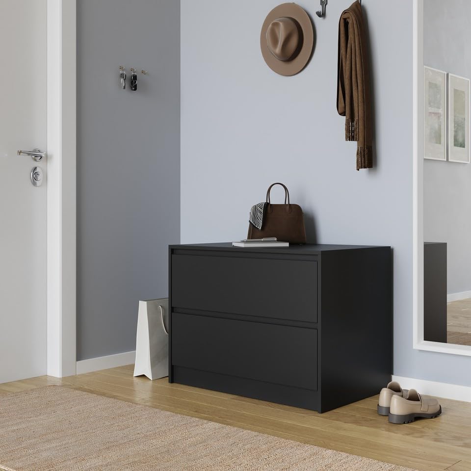 URBNLIVING 2 Drawer Chest Cabinet with Adjustable Feet, Modern Engineered Wood Dresser Unit with Smooth Glide Drawers - Image 7