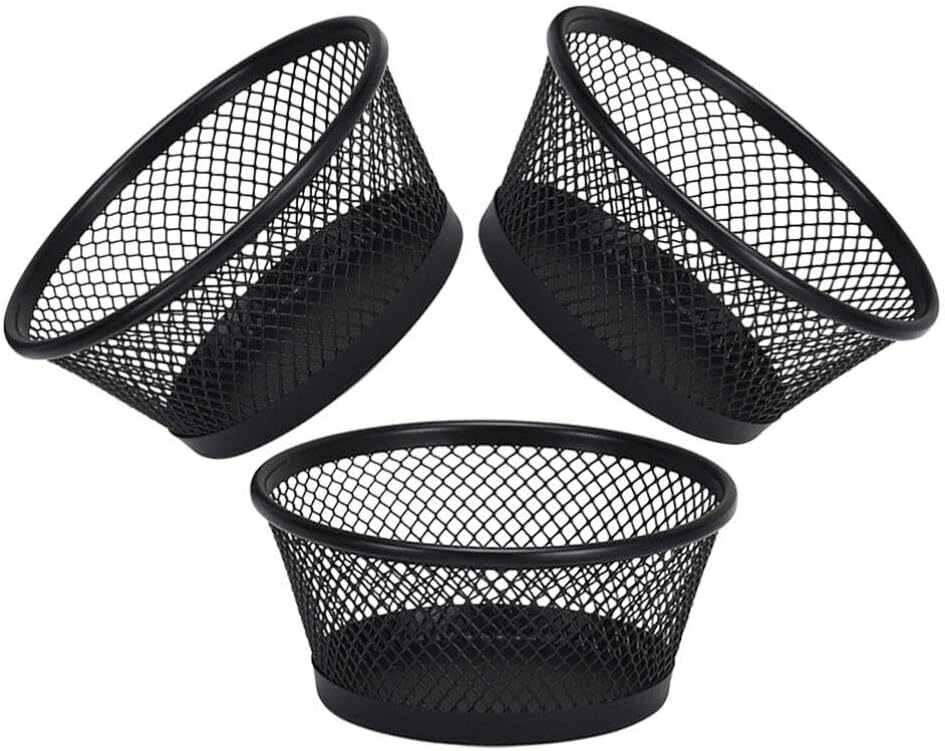 VILLCASE 3pcs Metal Paper Clip Holder Mesh Binder Clips Holder Desk Paperclip Organizer for Office