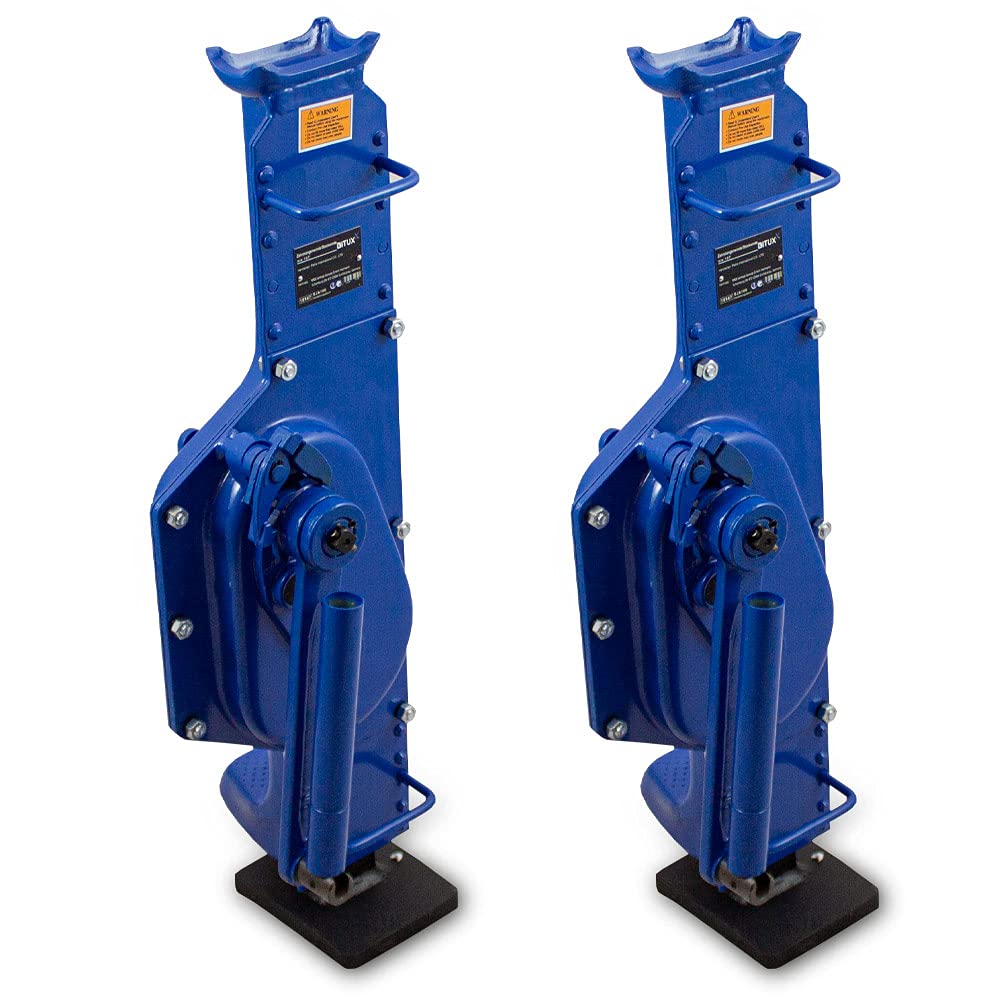 BITUXX® Stahlwinde 10,0 t Zahnstangenwinde Zahnstangenheber Stockwinde Hubwinde Hebewinde 10000 kg Winde (1 Paar)