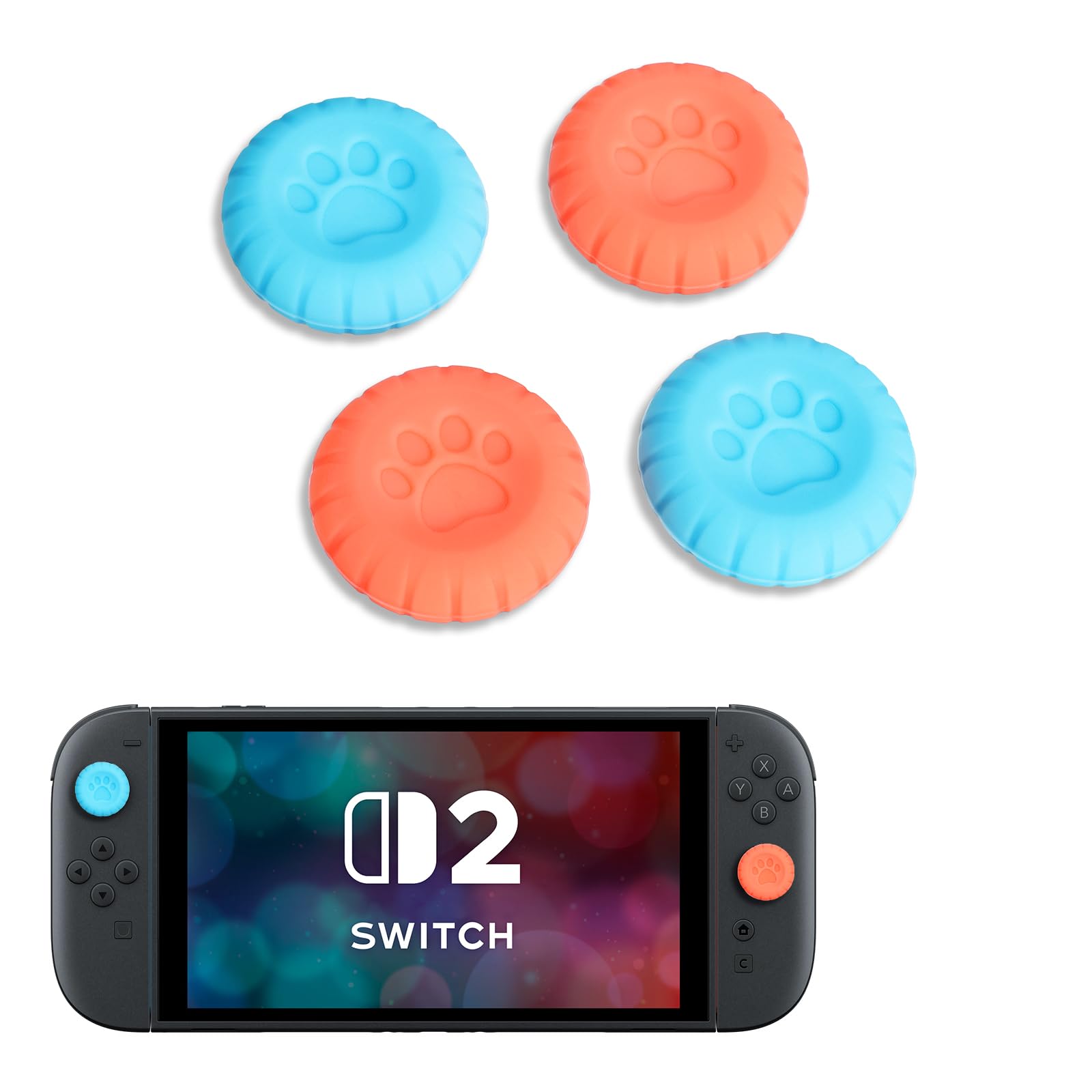 DLseego Thumb Grips Compatible with Switch 2,4PCS Cat Paw Design Ergonomic Joystick Cap,Silicone Non-Slip Improving Game Aiming Analog Button Cover,Black — view 8