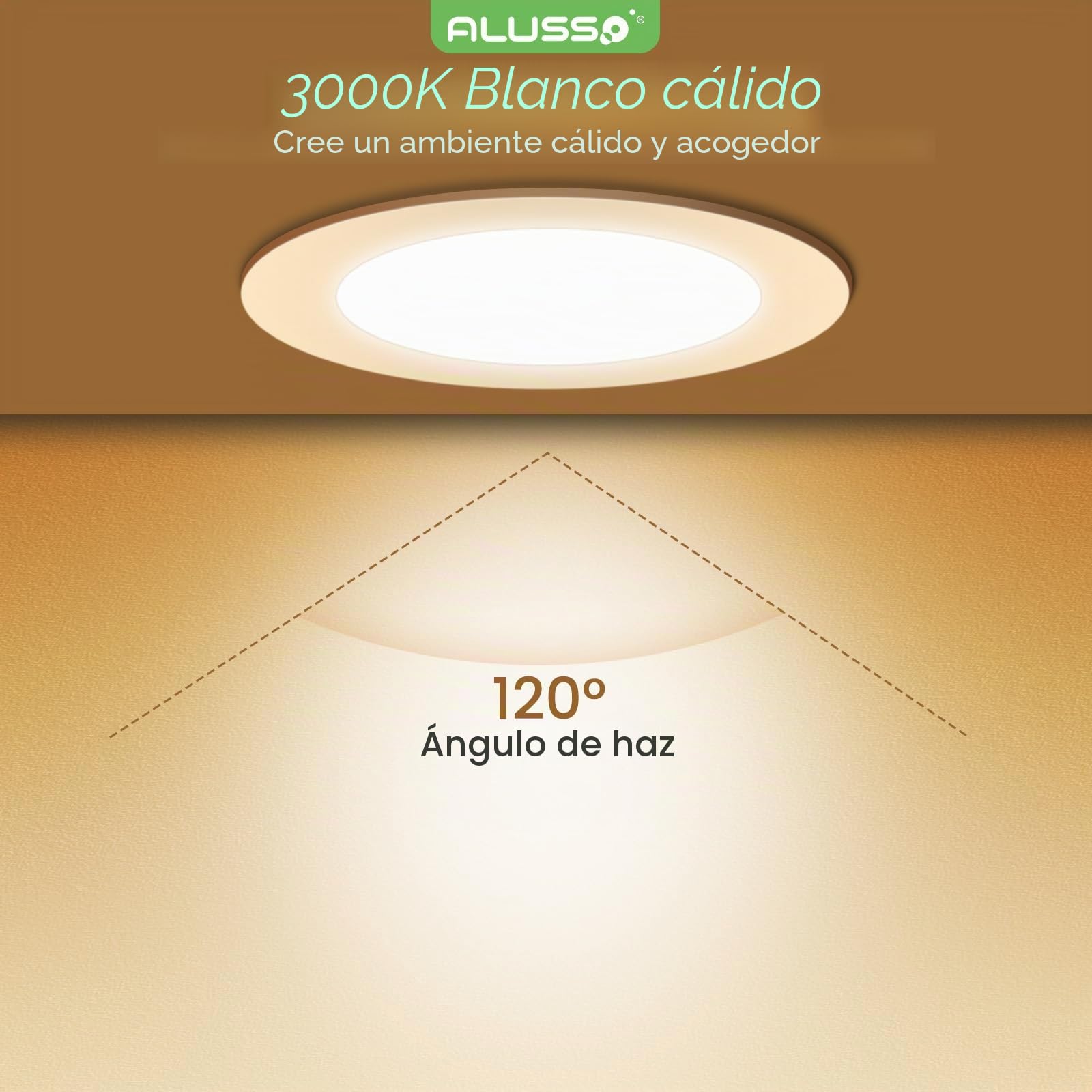 ALUSSO Downlight LED Techo Empotrable, 10W IP44 Focos LED Interior Techo Empotrado 3000K Blanco Cálido, Ultradelgado 30mm, φ125-135mm, Ojos de Buey LED para Techo Baño Salón, Paquete de 6 | Ultrafino 30 mm, corte de 125 a 135 mm, integrado AC220 – 240 V,