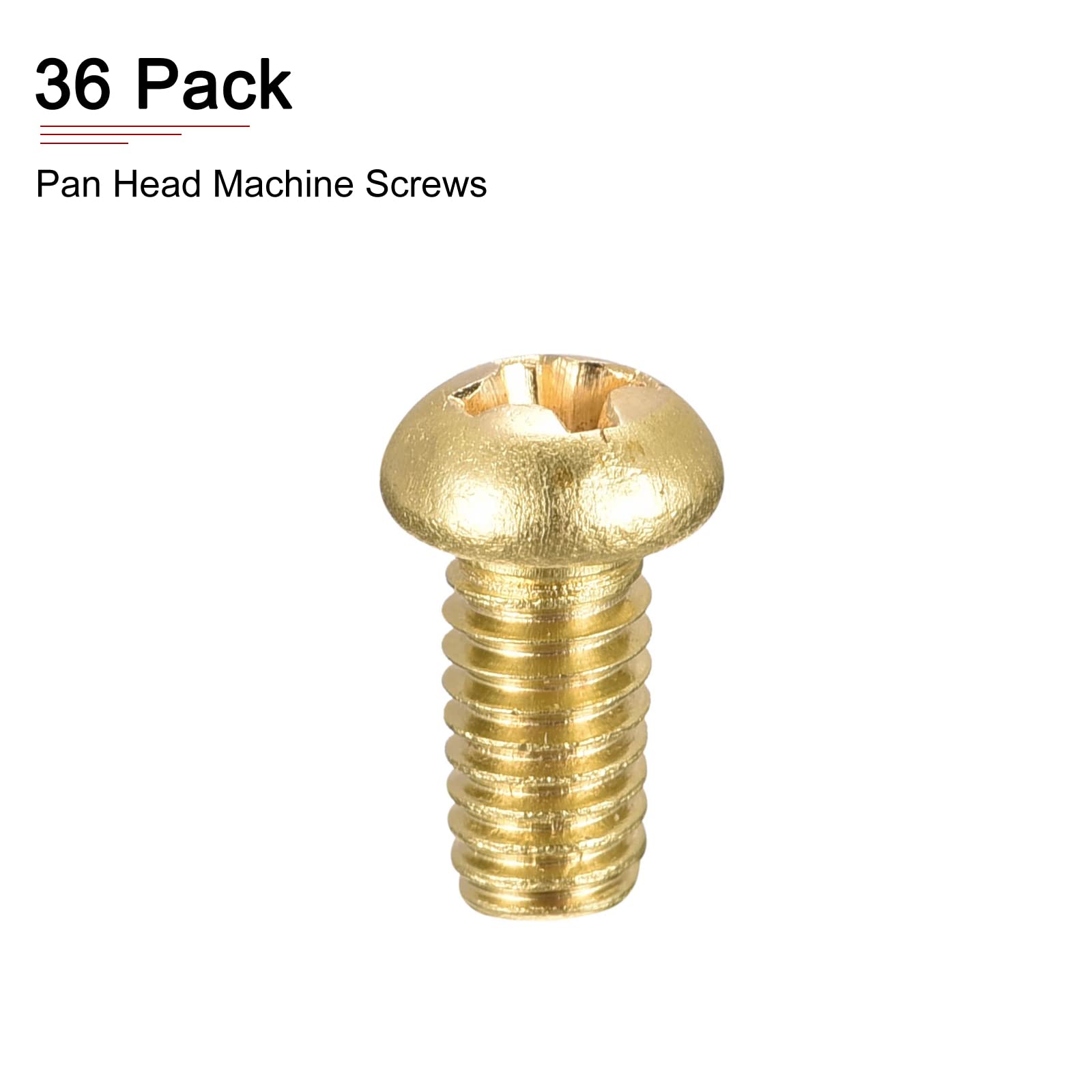 DTGN M4x8mm(DxL) Ottone Croce Machine Viti - 36Pz - Ottimo per Macchinario Industria - Bombata Testa Fissaggio Vite - Ottone Colore