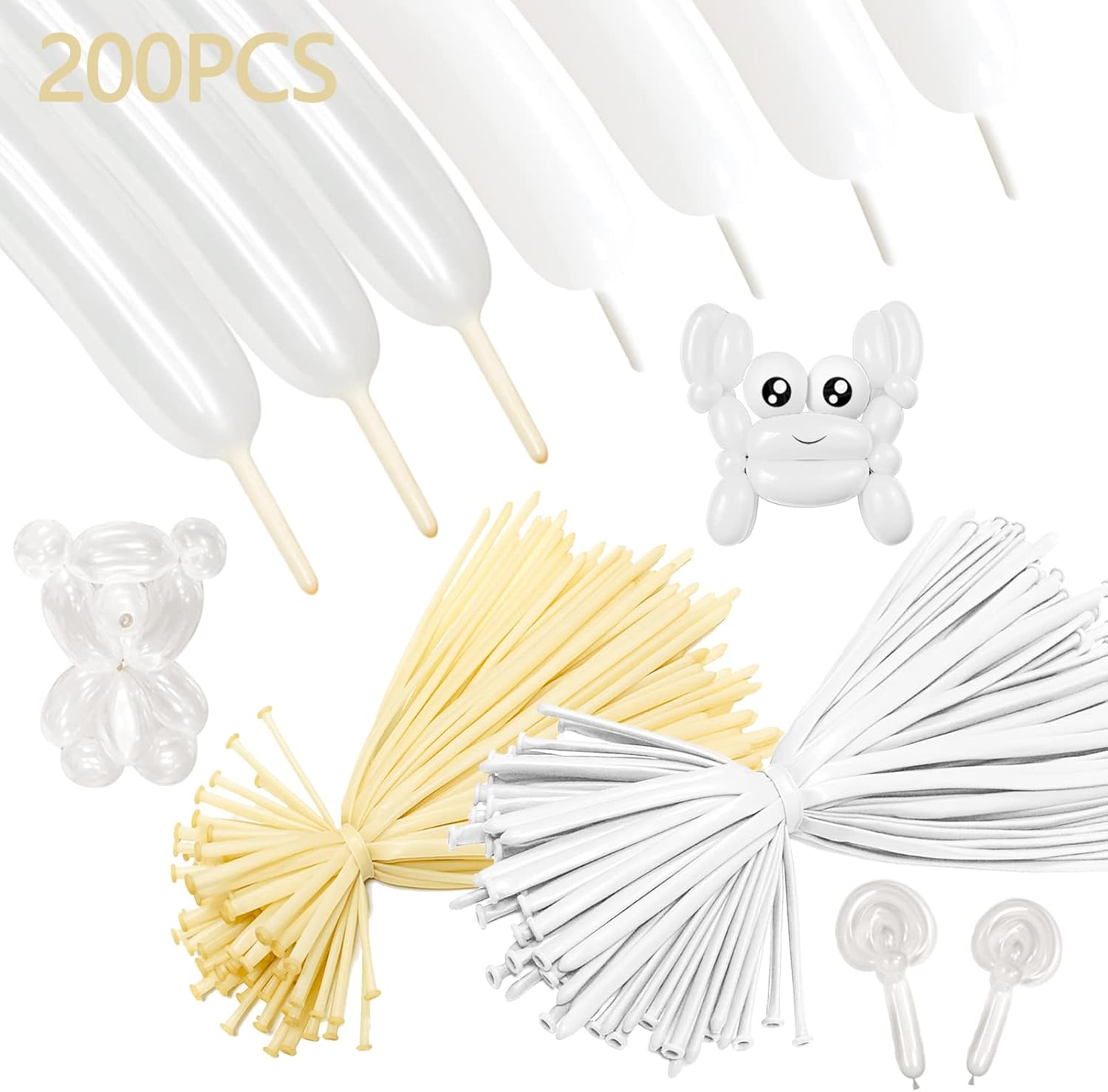 200 Pcs 260 Balloons Long Balloons White and Clear Twisting Animals for Balloon Arch Garland Birthday Wedding Party Decoration
