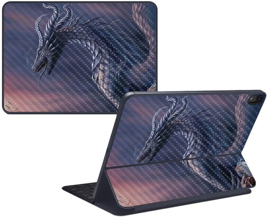 MightySkins Carbon Fiber Skin for Apple iPad Pro Smart Keyboard 12.9" (2018) - Lightning Storm - Protective, Durable Textured Carbon Fiber Finish - Easy to Apply and Change Styles - Made in The USA