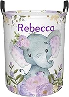 Vista 17 de Cesta de lavandería personalizada con diseño de jirafa, león y flores rosadas, con asas, impermeable, para decoración de dormitorio y baño.