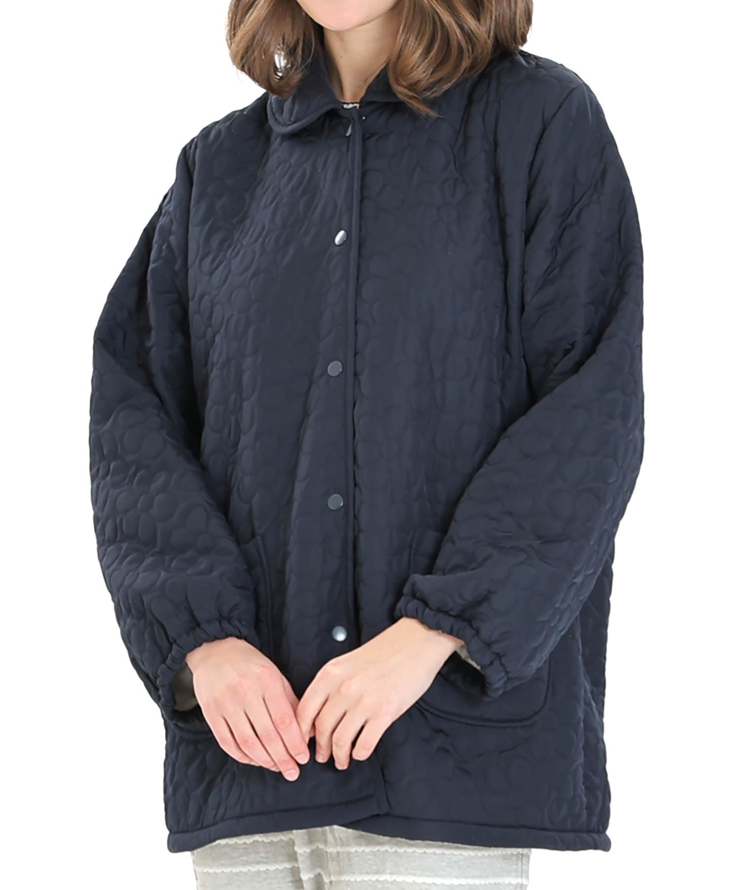 Narue Women's Nightgown Peach Skin Quilted Daisy Gown Free size ネイビー