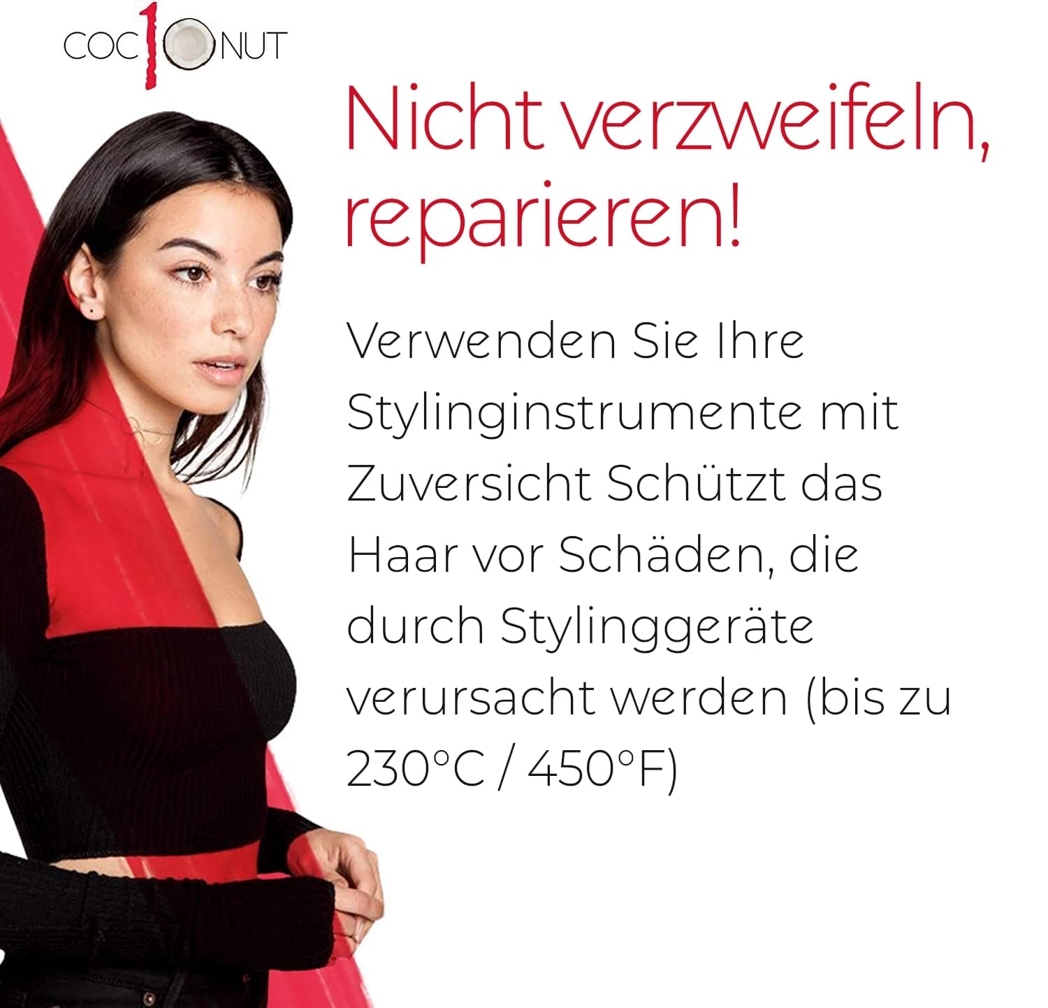 BOLD UNIQ Kokos-Hitzeschutzspray - Leave-in-Haarkur für trockenes Haar, Anti-Frizz, UV-Schutz, Antistatisch, Hitzeschutz, Glanz & Volumen - 10 Vorteile in einem Styling-Produkt, 250 ml