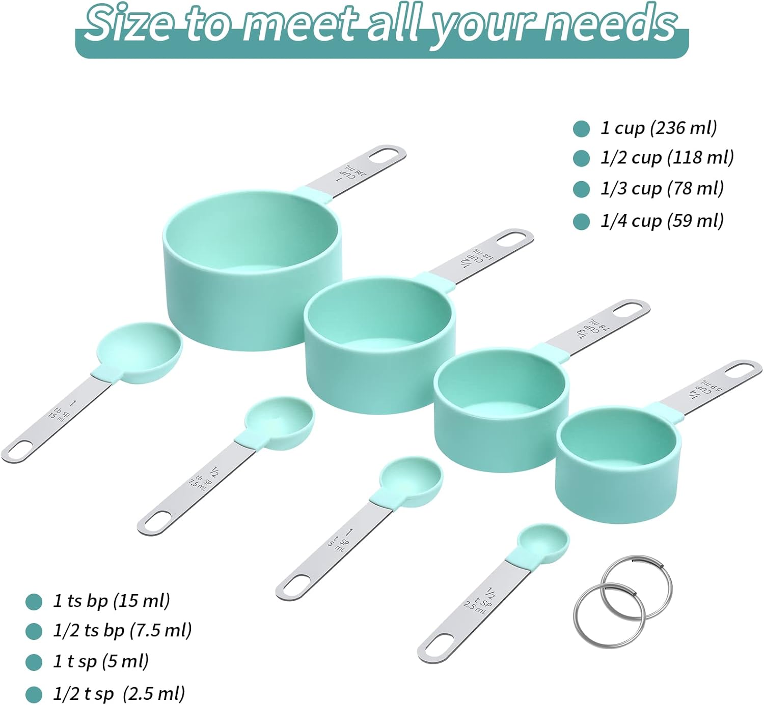 Measuring Cups Set Measuring Spoons Set, Nesting Measure Cups with
