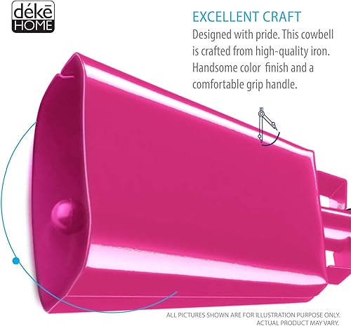 Miniatura 95 de Deke Home - Paquete de 2 cencerros de acero de 10 pulgadas con asa, fabricantes de ruido fuerte para fútbol, deportes, fiestas, competiciones, Azul