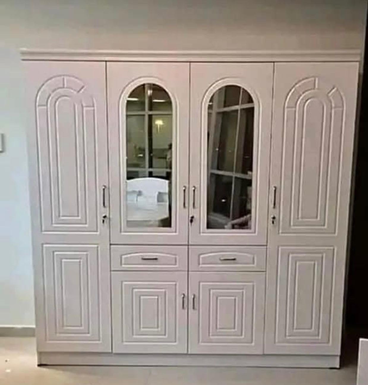 Furniture4Us Four door wardrobe,Cupboard,Cabinet size height 200 cm width 200 cm deepth 55 cm white color F4US8848