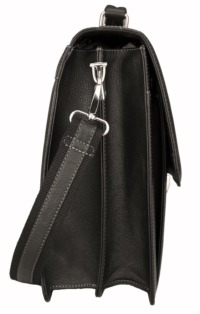 Fa.Volmer® Borsa da uomo in vera pelle per Notebook #Bag16208 in colore marrone e nero